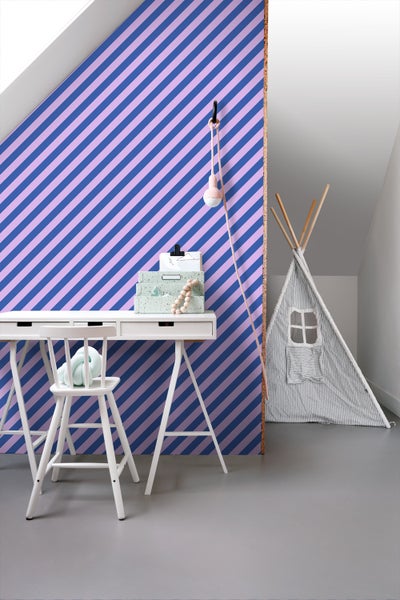 ESTAhome Tapete Streifen Violett und Königsblau - 53 cm x 10.05 m - 139957