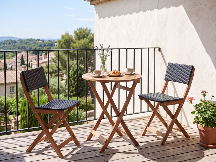 Bistro Set RIVAROTTA Akazienholz Braun / Schwarz