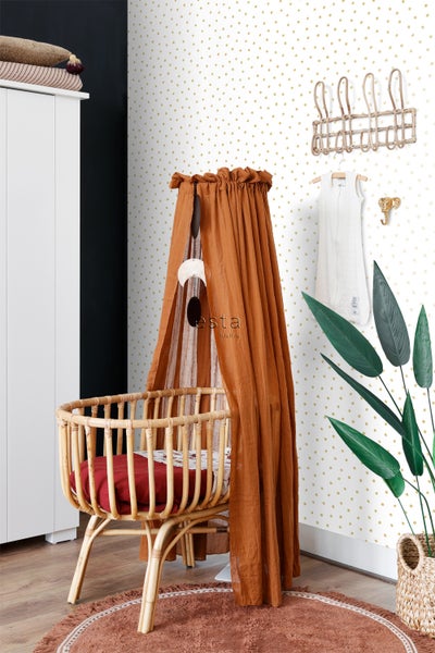 ESTAhome Tapete Punkte Gold und Weiß - 53 cm x 10.05 m - 138937