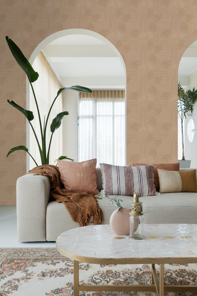 ESTAhome Tapete 3D-Muster Terrakotta - 50 x 900 cm - 139646
