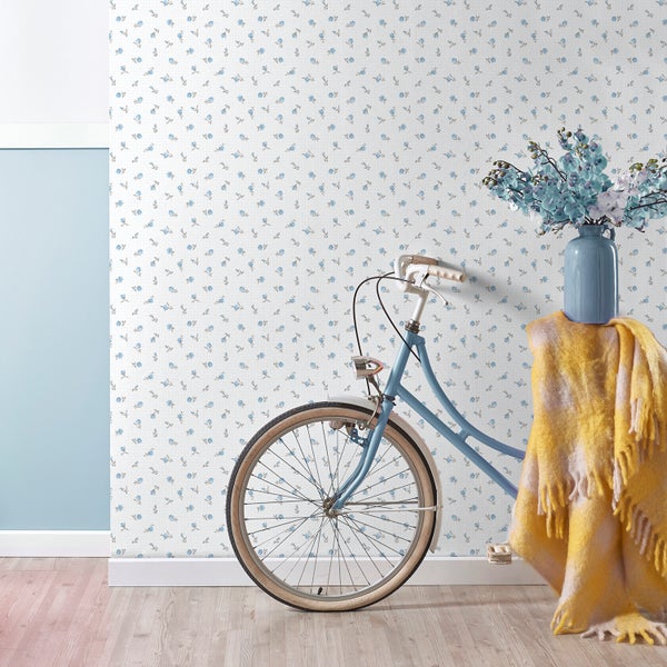 Sanders und Sanders Tapete Blumen Blau und Weiß - 53 cm x 10 m - 640451