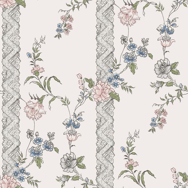 Borastapeter Tapete Blumen Beige und Mehrfarbig - 53 cm x 10.05 m - 660045