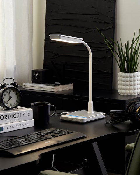 LED Schreibtischlampe CENTAURUS mit Dimmer Metall Weiß