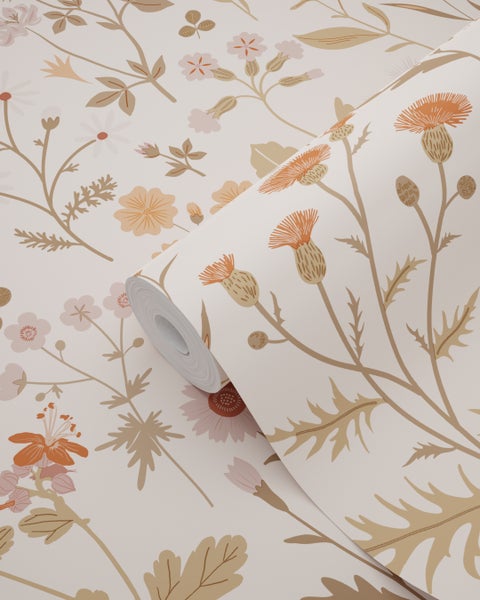 ESTAhome Tapete Feldblumen Beige - 53 cm x 10.05 m - 139596
