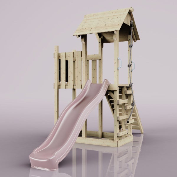 PolarPlay Spielturm Tromso aus Holz in Rosa,