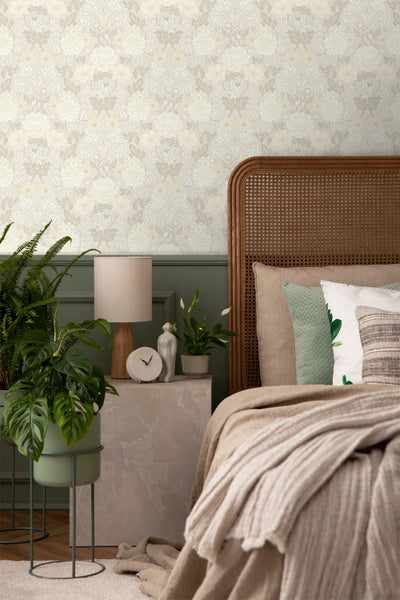 Borastapeter Tapete Blumenmuster im Jugendstil Beige - 53 cm x 10.05 m - 660401