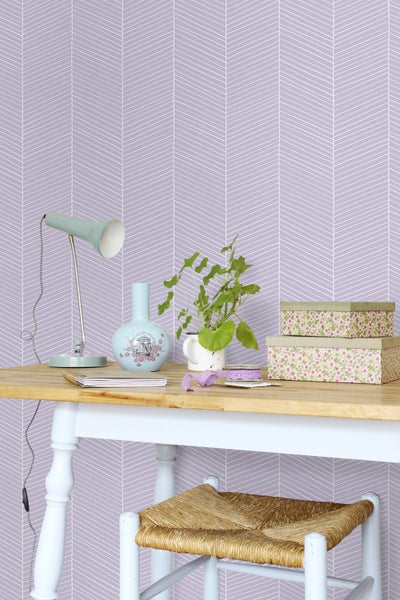 ESTAhome Tapete Fischgrätmuster Violett - 53 cm x 10.05 m - 139451