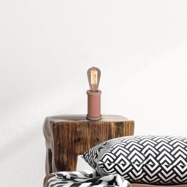 Tischleuchte max. 12cm hoch, Deko-Tischleuchte aus Metall und Kunststoff und Textilmaterial in orange-weiß, E27-Fassung, Tischlampe für Esszimmer, Küche, Kinderzimmer, Diele