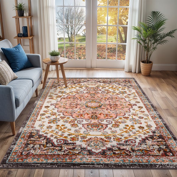 Vintage Orientalischer Teppich Rosa/Weiß 160x213 cm CELIA