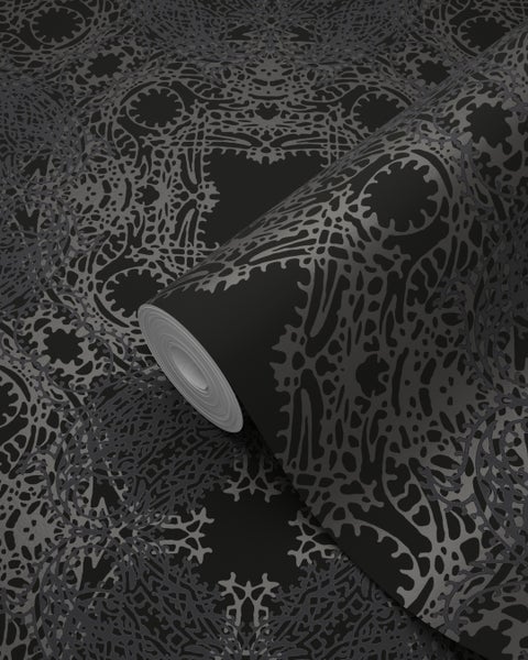 Origin Wallcoverings Tapete grafische Form Schwarz und Silber - 53 cm x 10.05 m - 346221