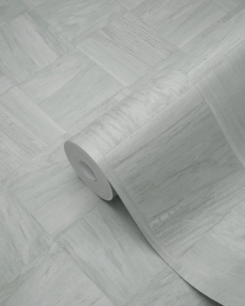 Origin Wallcoverings Tapete quadratische Holzstücke Hell Graugrün - 53 cm x 10.05 m - 347516