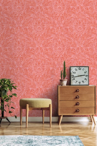 ESTAhome Tapete Ornamente Korallenrot - 50 x 900 cm - 131618