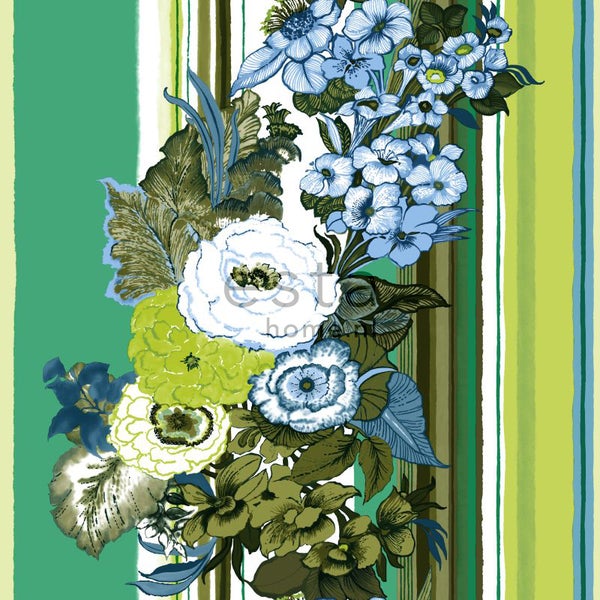 ESTAhome Tapete Blumenmuster Grün und Lindgrün - 53 cm x 10.05 m - 138118