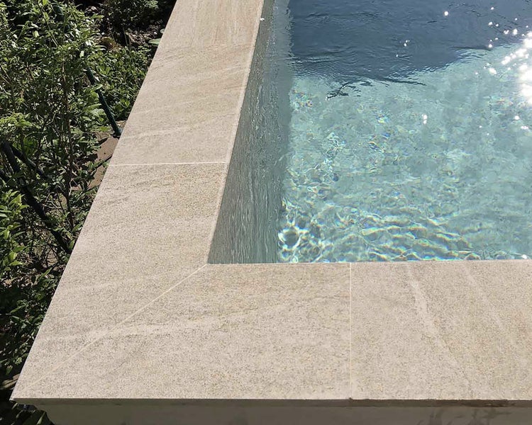 Wohnrausch Keramik Poolumrandung Beckenrandstein BEIGE, 60 x 30 x 3 cm, 1 Rundkante, beige