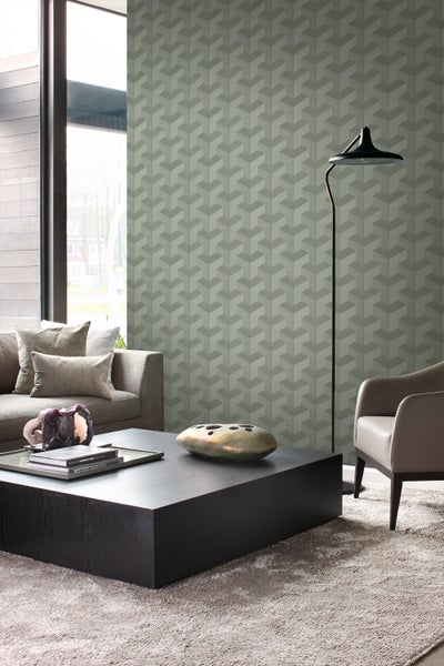 Origin Wallcoverings Tapete 3D-Muster Graugrün - 50 x 900 cm - 348003