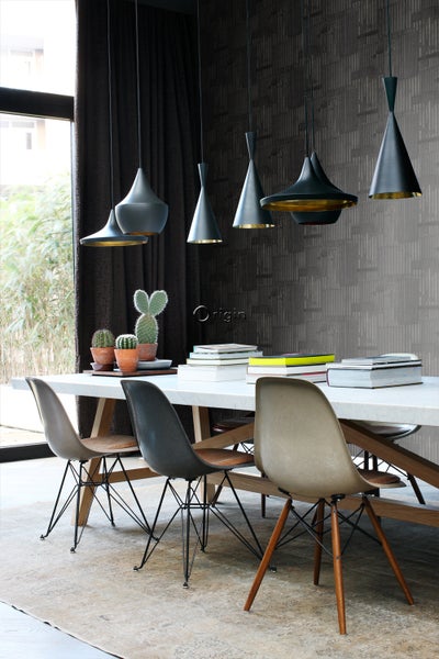 Origin Wallcoverings Tapete industrielle Wellplatten aus Metall 3D Schwarz - 53 cm x 10.05 m - 347617