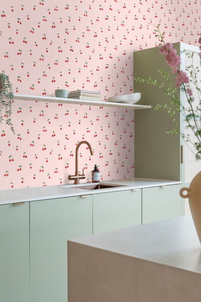 ESTAhome Tapete Kirschen Rosa und Rot - 50 x 900 cm - 131651