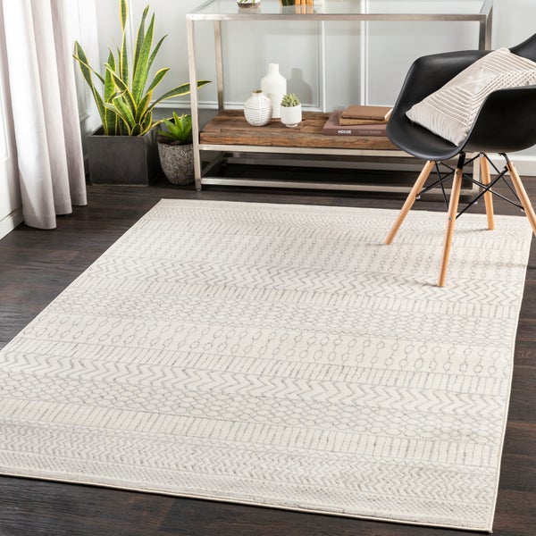 Skandinavischer Boho Teppich Weiß/Grau 152x213 cm BIANCA