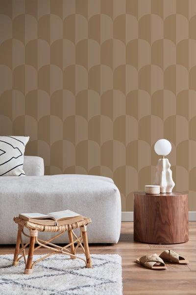 ESTAhome Tapete Art Decó Muster Beigebraun - 50 x 900 cm - 131236