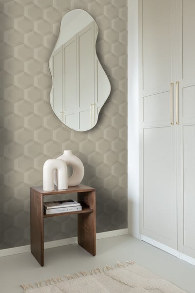 Origin Wallcoverings Tapete 3D Wabenmuster Sandbeige - 53 cm x 10.05 m - 348019