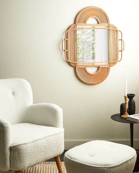 Wandspiegel ALCORN 70 cm 90 cm Rattan Naturfarben