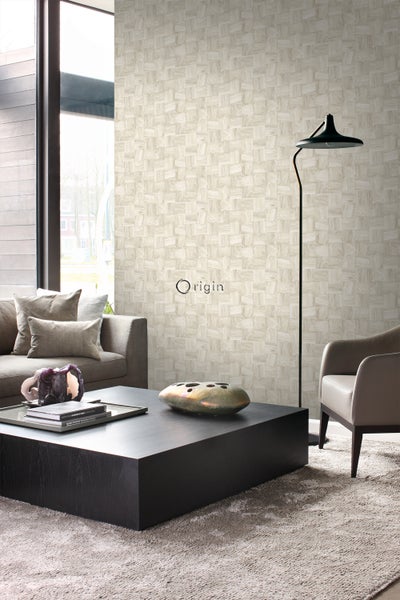 Origin Wallcoverings Tapete quadratische Holzstücke Beige - 53 cm x 10.05 m - 347517