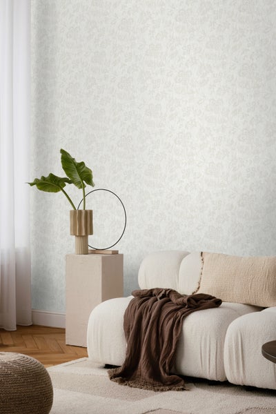 Borastapeter Tapete Blumen Hellbeige - 53 cm x 11.2 m - 660135