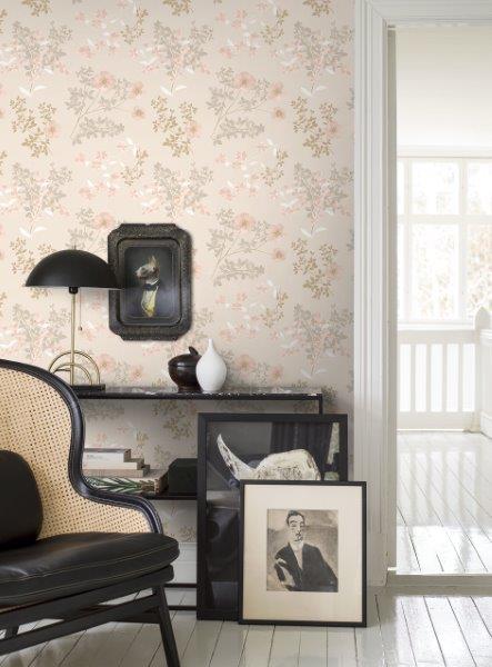 Borastapeter Tapete Blumen Beige - 53 cm x 10.05 m - 660436