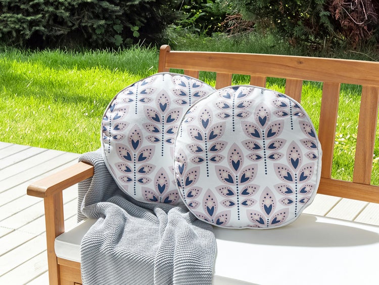 Gartenkissen 2er Set TORRETTA Pflanzenmuster 40 x 40 cm Cremeweiß