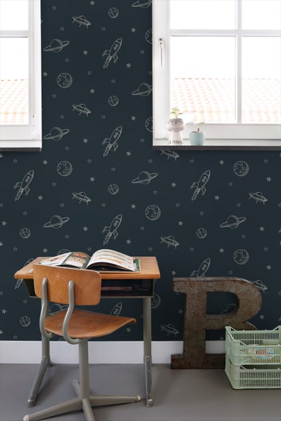 ESTAhome Glow-in-the-dark Tapete Weltraum Dunkelblau - 53 cm x 10.05 m - 139761