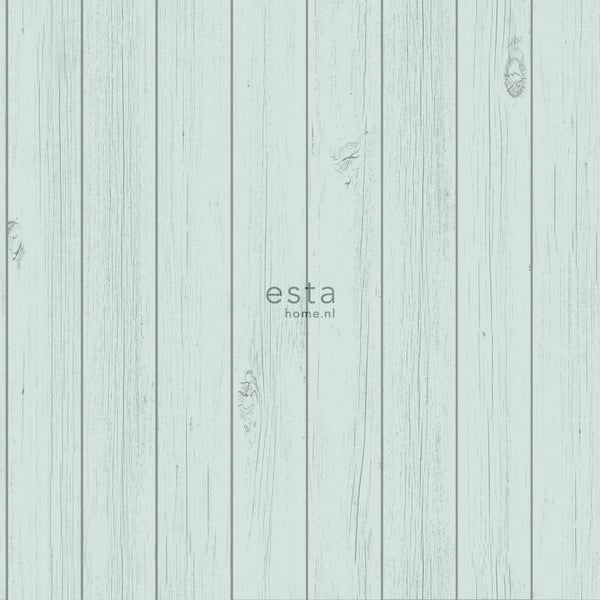 ESTAhome Tapete Holz-Optik Pastell Mintgrün - 53 cm x 10.05 m - 128851