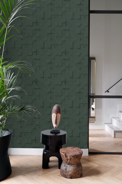 Origin Wallcoverings Tapete 3D-Würfel Dunkelgrün - 50 x 900 cm - 347899