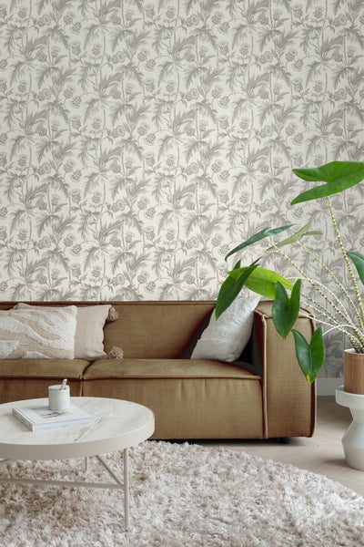 Borastapeter Tapete Blätter Grau - 53 cm x 10.05 m - 660973