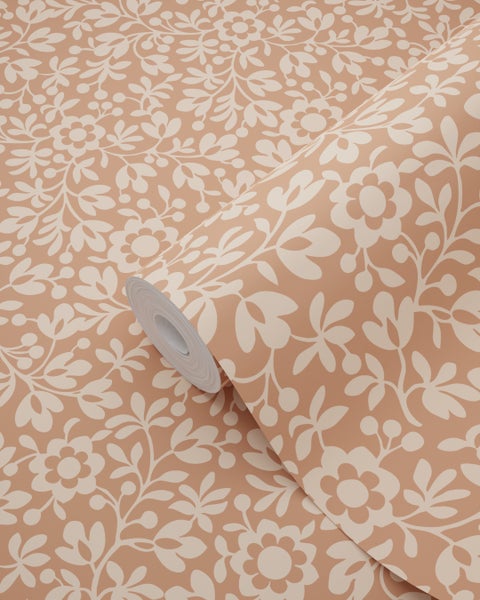 ESTAhome Tapete Blumen Terrakotta - 50 x 900 cm - 131670