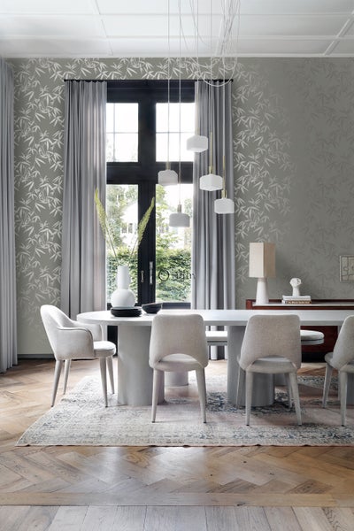 Origin Wallcoverings Tapete Bambusblätter Grau - 53 cm x 10.05 m - 347739