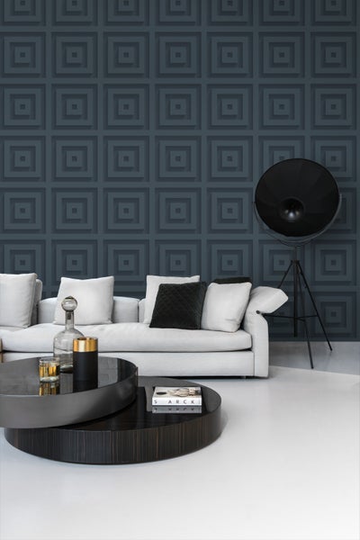 Origin Wallcoverings Tapete 3D-Quadrate Dunkelblau - 50 x 900 cm - 347975
