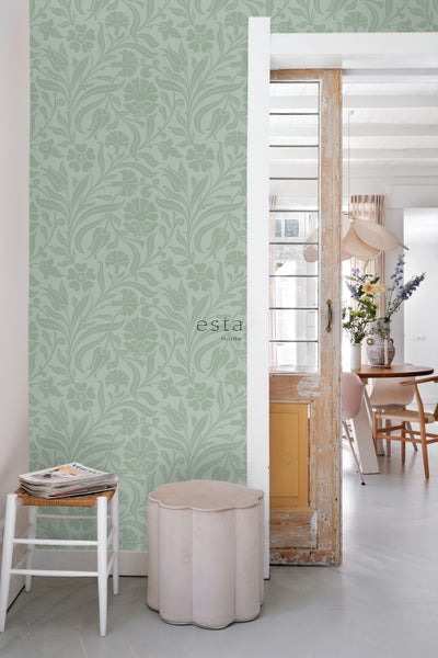 ESTAhome Tapete Blumen Mintgrün - 50 x 900 cm - 139295