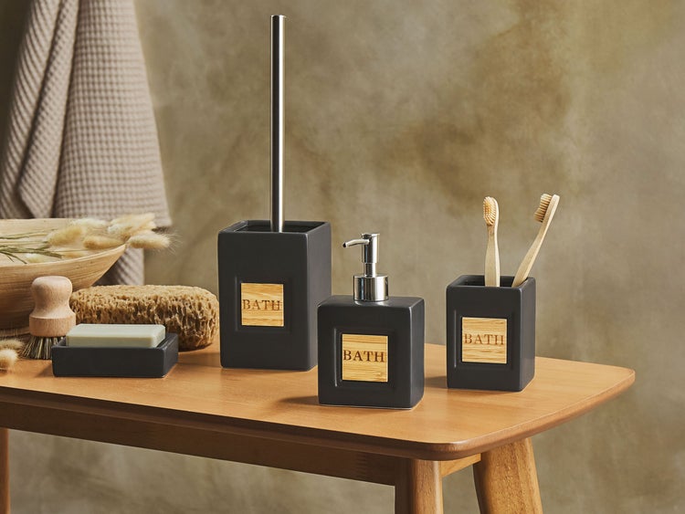 Badaccessoires Set 4-teilig KOUROU Keramik Schwarz