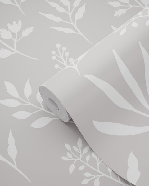 ESTAhome Tapete Blumenmuster im skandinavischen Stil Grau - 53 cm x 10.05 m - 139084