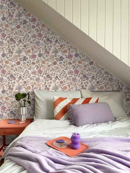 ESTAhome Tapete Blumen Lila, Rosa und Weiß - 53 cm x 10.05 m - 131323