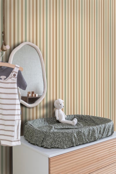ESTAhome Tapete Streifen Grün und Braun - 50 x 900 cm - 131605