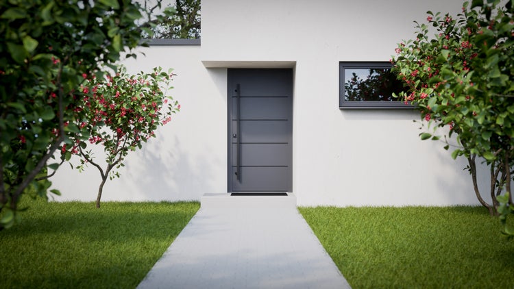 FM TÜREN Jakob 68 Aluminium-Stahl Passiv-Haustür Anthrazit Blackline 1000 x 2100 mm Links