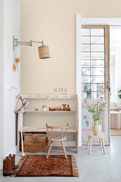 ESTAhome Tapete Wabenmuster Beige - 53 cm x 10.05 m - 139552