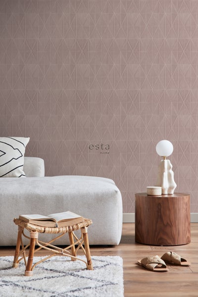 ESTAhome Tapete Origami-Muster Altrosa - 53 cm x 10.05 m - 148709