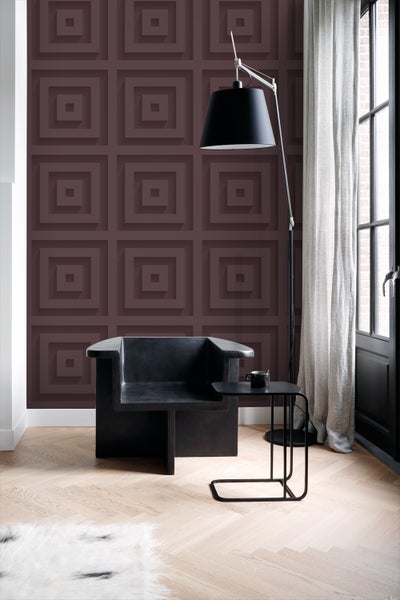 Origin Wallcoverings Tapete 3D-Quadrate Aubergineviolett - 50 x 900 cm - 347976