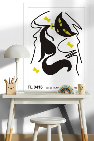 Dekoratives Katzenbild im Rahmen auf einem Tisch