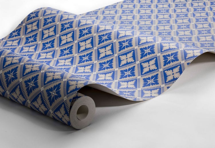 Borastapeter Tapete Fliesenmuster Blau und Beige - 53 cm x 10.05 m - 660069