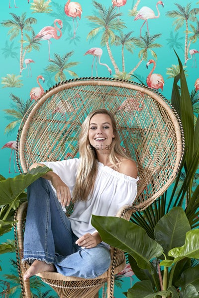 ESTAhome XXL-Vliestapete Flamingos Türkis, Grün und Rosa - 50 x 900 cm - 158609