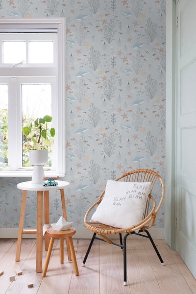 ESTAhome Tapete Unterwasserwelt Graublau - 50 x 900 cm - 130929