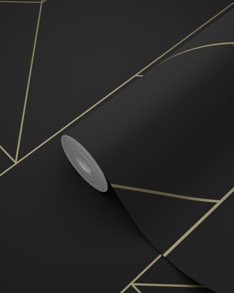 Origin Wallcoverings Tapete grafische Linien Schwarz und Gold - 53 cm x 10.05 m - 347726